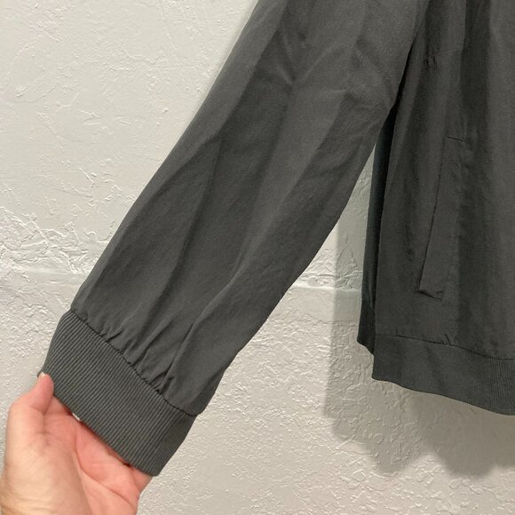 Eileen Fisher Women's Bomber Jacket Gray Charcoal Full Sipper 100% Silk Pockets - Picture 7 of 9
